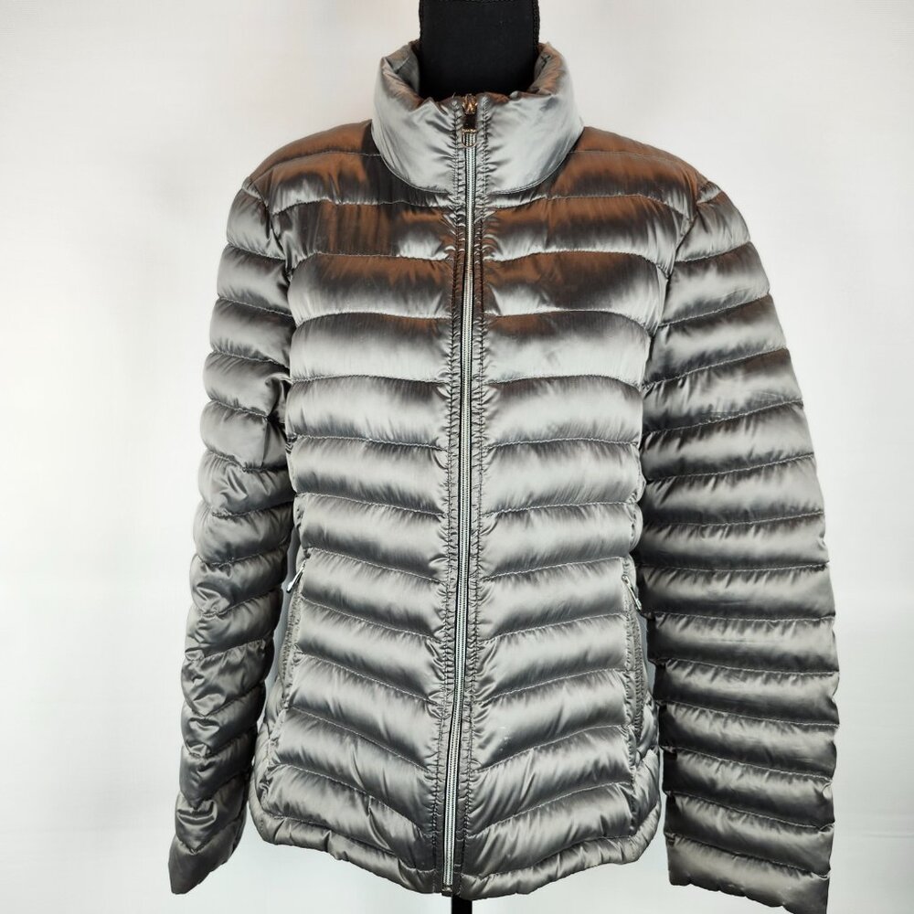 Calvin Klein Premium Down Packable Jacket Size L Silver Gray